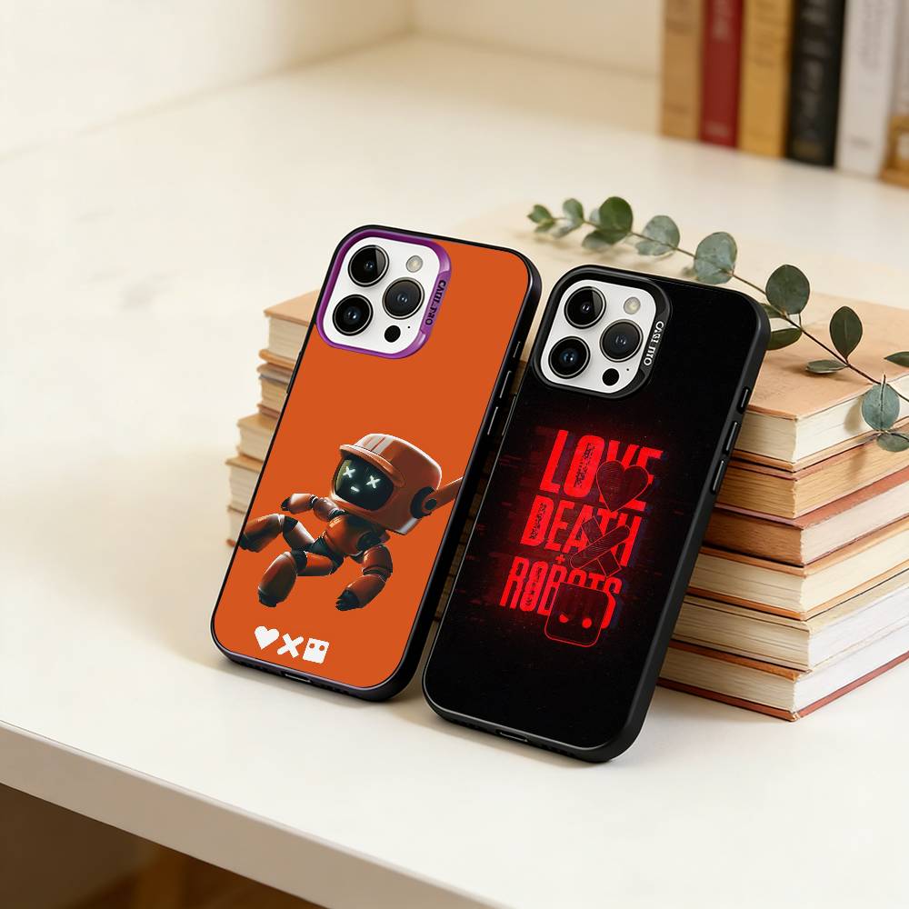 Love, Death & Robots Phone Case For iPhone 17,16,15,14,13,12,11 Plus,Pro Max,XS,Colored Silver Plated Inside Cover