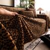 Winter Thickened Warm Leopard Print Plush Sofa Seat Cushion Solid Color Sofa Cover Cloth Sofa Seat Cushion Living Room