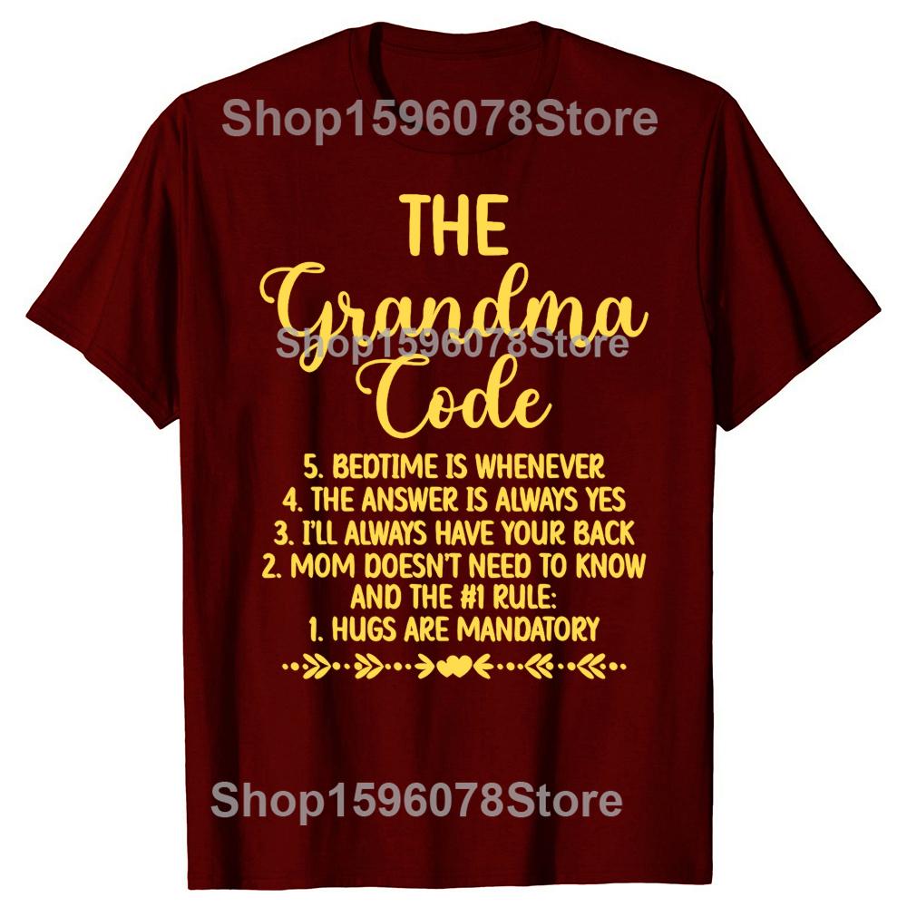 Engraçado O Código da Vovó Avó Avô Camiseta Masculina Feminina Hip Hop Camiseta Oversized 100% Algodão Camisetas Confortáveis