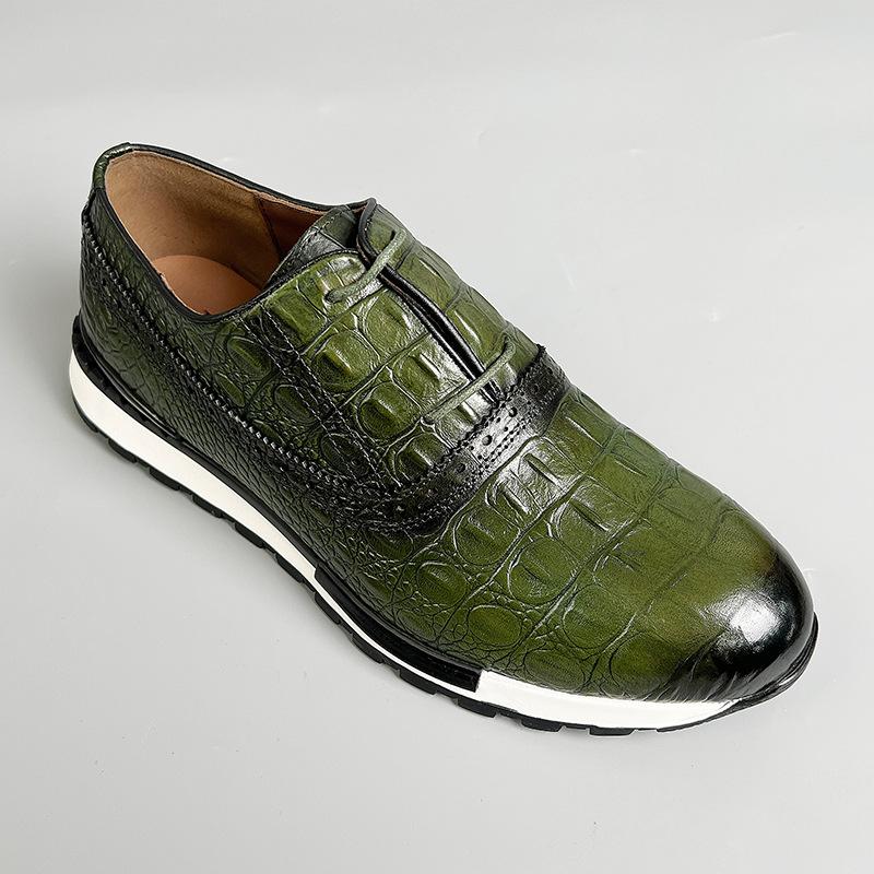 Fashion British StyleCrocodile Pattern Genuine Leather Men Oxford Shoes Autumn Lace Up Men Casual Shoes Outdoor Men Sneakers