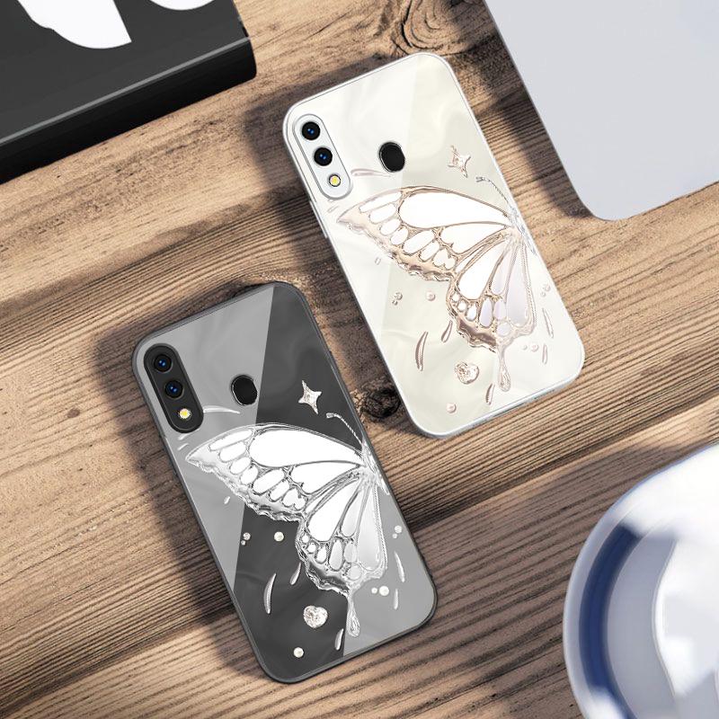 Schmetterling aus Eiskristallen Für Samsung A73 72 71 A70 56 55 54 A53 52 51 50 42 A35 A34 33 32 31 26 25 24 23 22 30 Glashülle