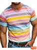 Summer Simple Striped Graphic T Shirts For Men Fashion Short Sleeve 3D Printed Crew Neck T-shirts Loose Breathable Top