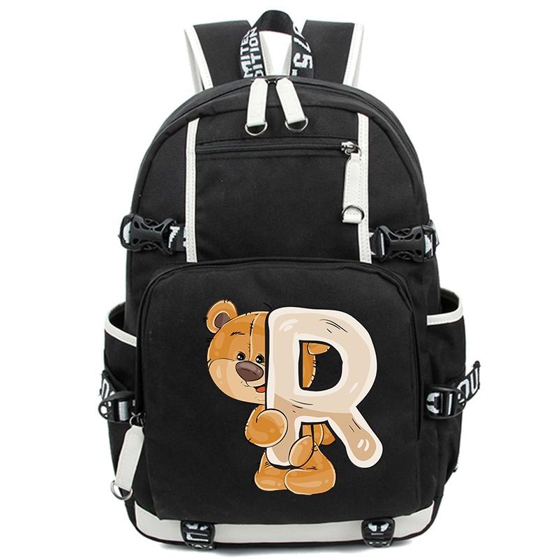 Little Bear 26 Englische Buchstaben Student Junge Mädchen Schulranzen Rucksack Kinder Teenager Cartoon Bagpack Wasserdichte Schultasche
