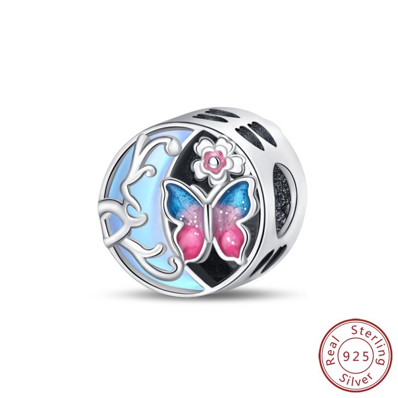 Elegant S925 Silver Butterfly & Dragonfly Multicolor Charms Beads Pendant 3mm DIY Fine Jewelry Making Accessories Gifts