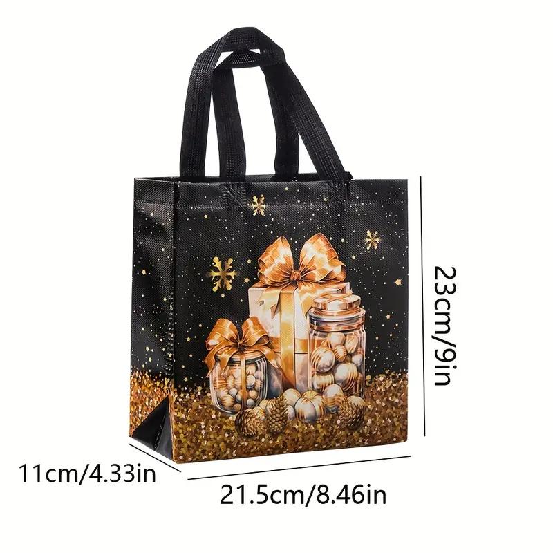 8/32pcs black Christmas gift bag with handle,party hand-held gift bag, party gift bag, shopping mall bag, holiday party gift bag