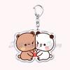 Cute Bubu Dudu Love Keychains Couple Bear Panda Acrylic Keyring for Accessories Bag Pendant Key Chain Jewelry Fans Lovers Gifts