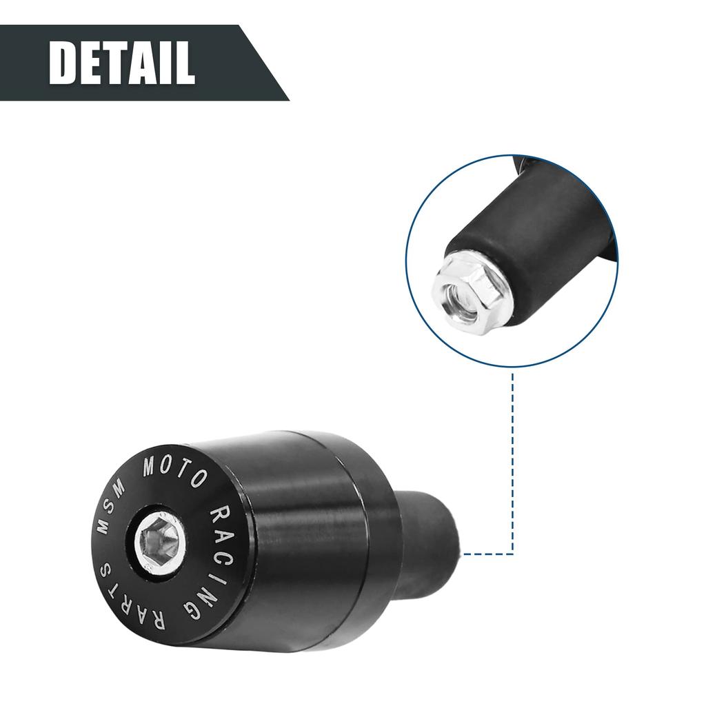 uxcell Handlebar End, Bar End, Handlebar Grip Cap, Grip End, For Motorcycles, Easy Installation, Aluminum Alloy, Black, Pack of 2