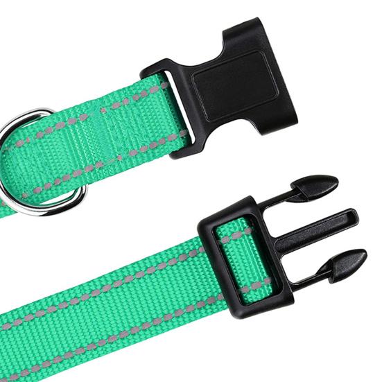 Reflective Dog Collar Nylon Dog Collar with Metal D-Ring Adjustable Fit Safe Dog Collar for Small Large Medium Dogs Night Walking