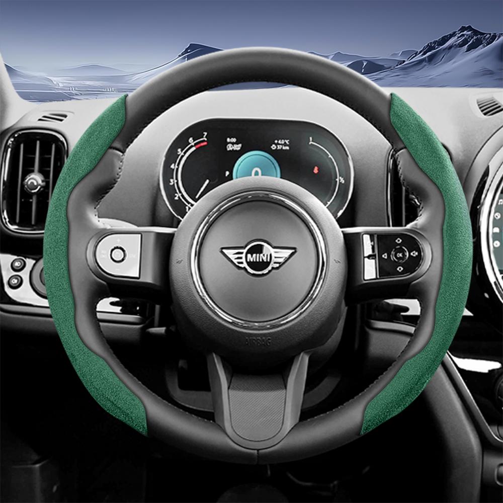 

Suitable for Mini Sports Suede Steering Wheel Covers with Split Snap-On Design, Non-Slip and Durable, for Models Such as Cooper 3-Door,
