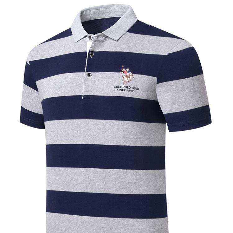 Tricou polo pentru bărbați, de vară, cu mânecă scurtă, brodat, lejer, cu dungi