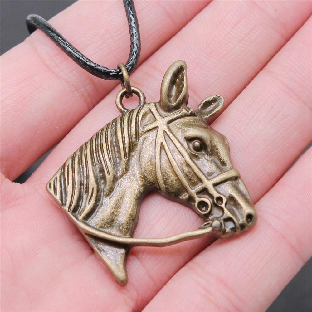 45cm Necklace Leather Chain Big Elephant And Horse Wedding Jewelry Findings QN027