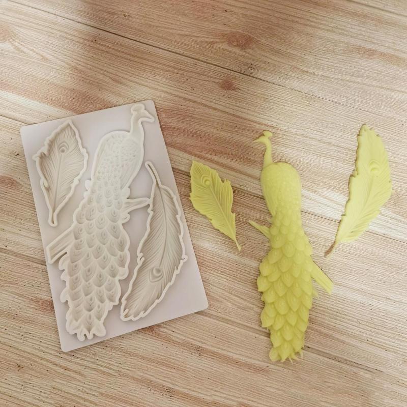 DIY Handmade Soap Making Supplies Silicone Fondant Mold Exquisite Peacock Cake Decorating Family Candle Molds Flexible