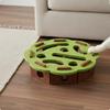 Felt Cat Toy Box Cutout Openings Maze Interactive Ball Batting Square Green Brown with 1