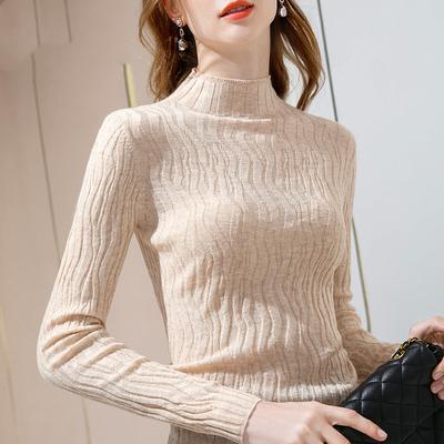 Langarmpullover Damen Halber Rollkragen Unterhemd Slim Strickpullover Pullover Damen Tops Strickwaren