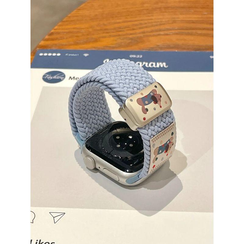 

Running Puppy Illustration Woven Magnetic Strap for Huawei Fit4 Apple Watch S10 Neutral Xiaomi 9pro Glacier Blue] 40mm (for s4/s5/s6/se generation)
