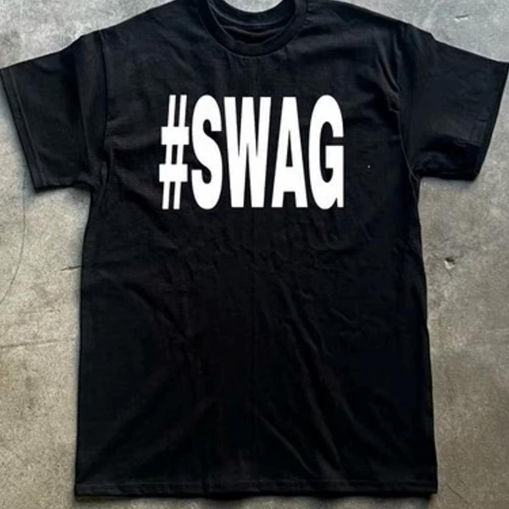 Swag Y2k Tshirt For Unisex Casual Crew Neck Slightly Stretchy Fabric Regular Fit Printed Pattern