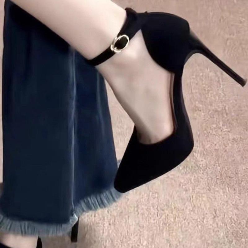 Fashion 2025 New Fashion Small Size To Black Heels Pointed Hollow High Heels Slim Heel Summer Sandals Shoes Women Single Shoes