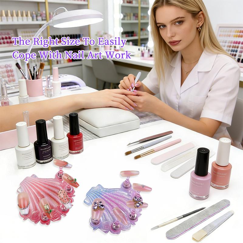 1Set Mermaid Shells Laser Aurora Ice Penetration Magnetic Nail Holder False Tips Practice Stand Nail Art Display Salon Diy Tools