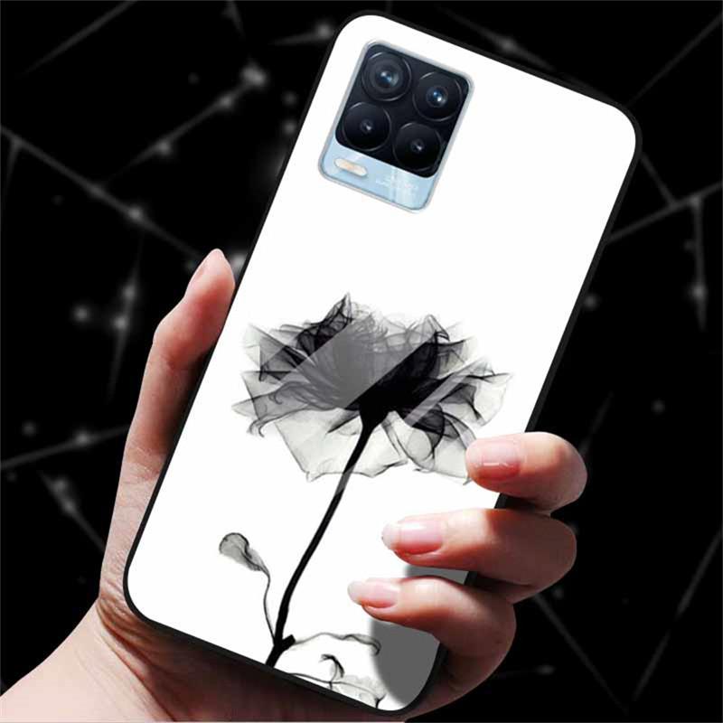 For Realme 8 Case Tempered Glass Hard Back Cover Case For Realme 8 5G 8i Realme 8 Pro Phone Case Cover Realme8 Pro Soft Bumper