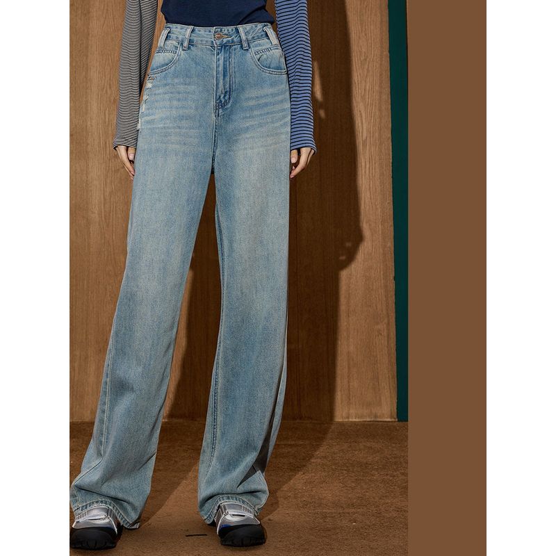 Coolhut2025 Autum Women's Fashionable American Retro Loose and Versatile Casual Jeans