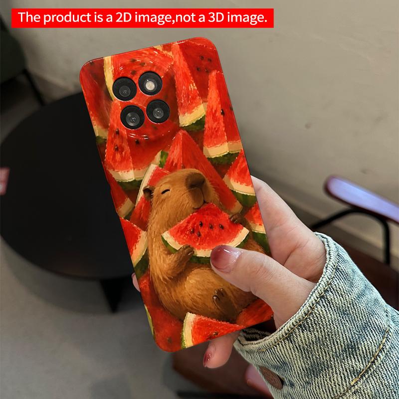 2DFlat Xiaomi Redmi phone caseCapybara Enjoying Watermelon Slicessuitable for Redmi Note 11 12 13 14 A3 K80 15 17 Ultra