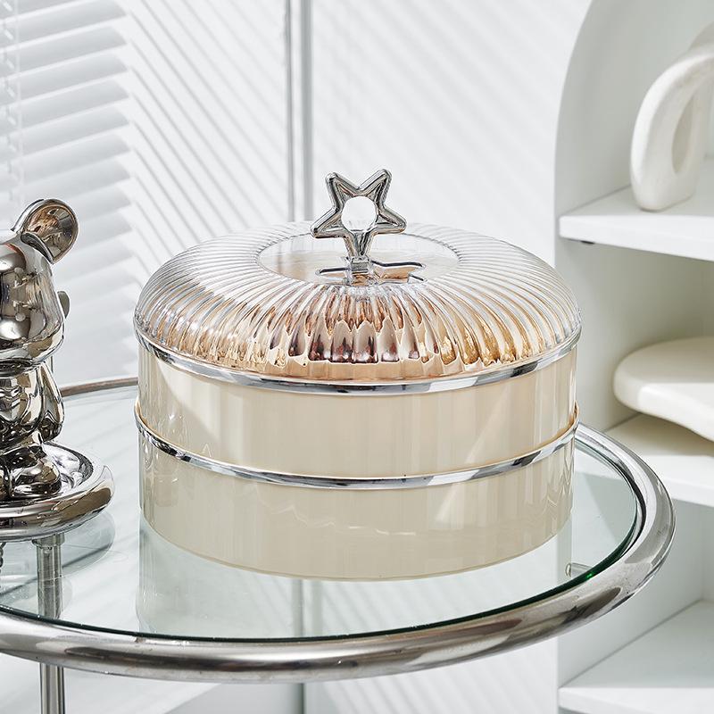 Elegant Multi-layer Fruit and Snack Box with Lid for Living Room