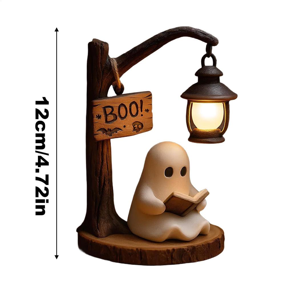 Halloween Ornament Gifts Cute Ghost Reading Book Lamp For Bedroom Study Room Ghost LED Night Light Creative Decor Prop