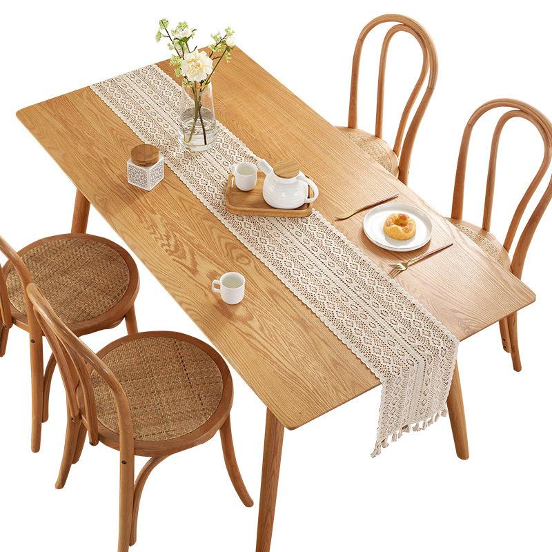 Amazon Retro Pastoral Crochet Knitted Hollow Table Cloth Lace Tassel Table Flag Tablecloth Custom