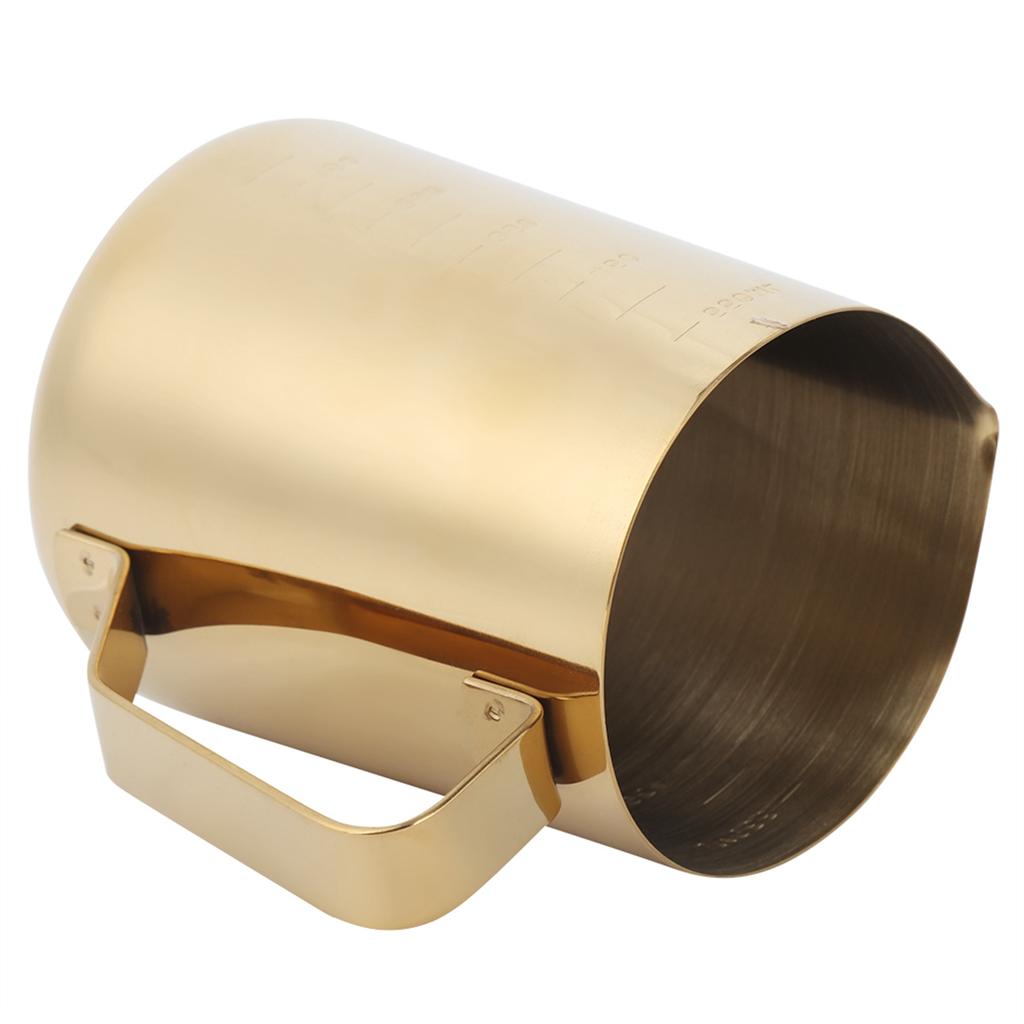 Kaffemelk-skummekopp i rustfritt stål, mugge med skala for hjemmekaffe latte art, gull 600 ml