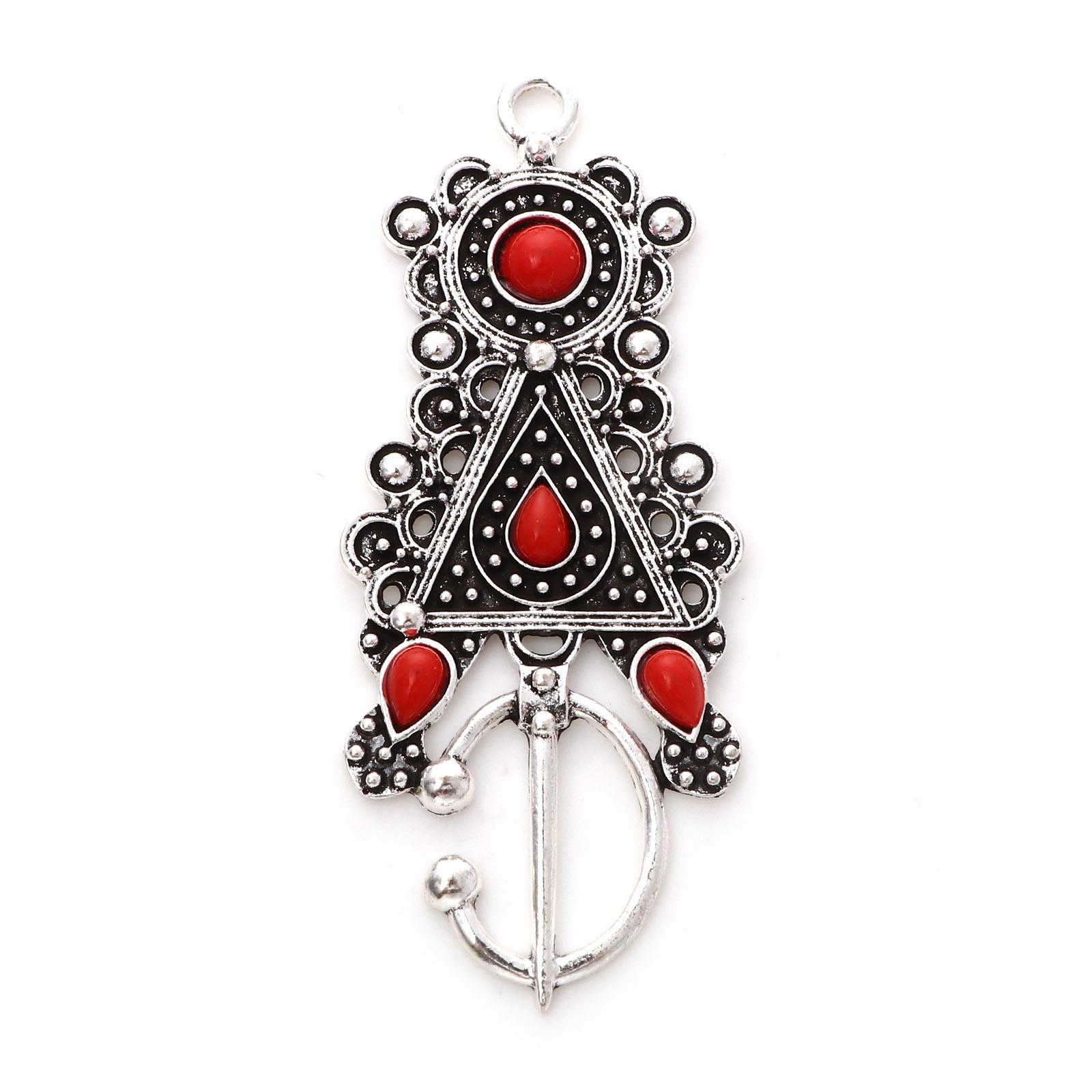 

2PCs Ethnic Bohemia Pendants Antique Silver Color Enamel Flower Round Charms For DIY Making Necklace Earrings Jewelry Findings