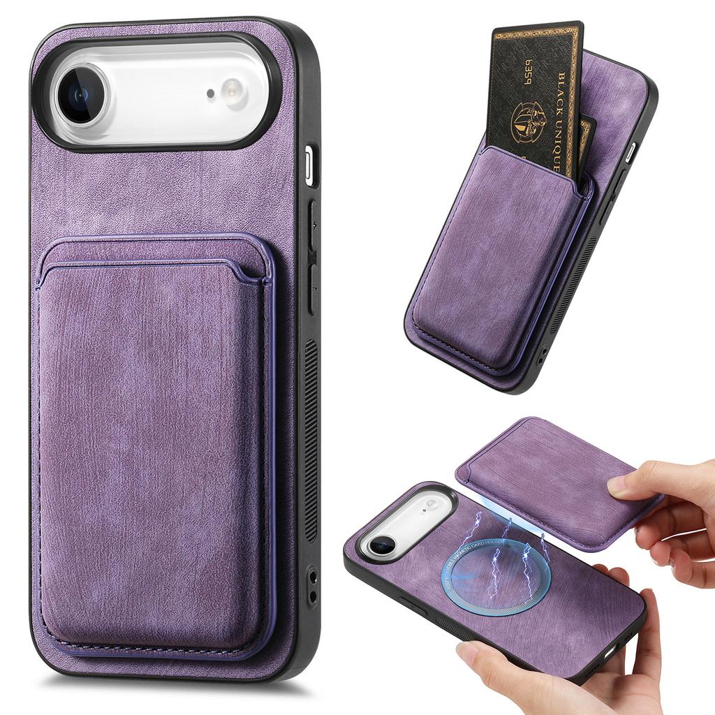 For iPhone Air Case Compatible with MagSafe Leather Back Cover with Detachable Card Holder