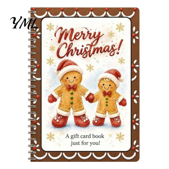 Carpeta de Regalo de Dinero de Temporada Tarjeta de Navidad Holográfica Libro, 7x5 Encuadernación en Espiral Folleto de Recuerdo Festivo, Portador de 10 Páginas Saludo Bolder DIY para
