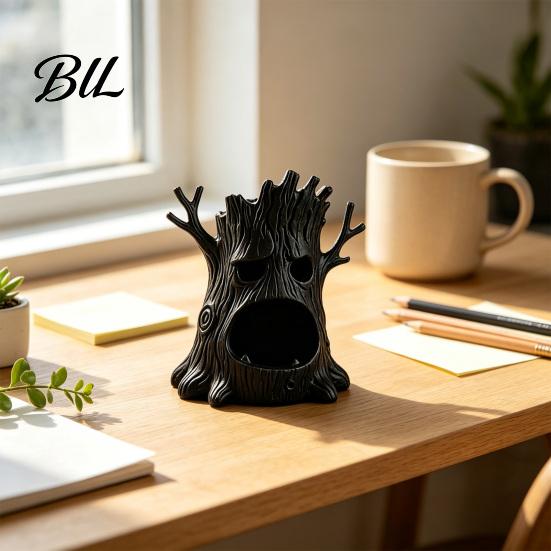 Creative Holiday Presents 3D Printed Spooky Tree Candle Holder, Creepy Stump Figurine Mysterious Shadow Light for Halloween Decoration, Desktop