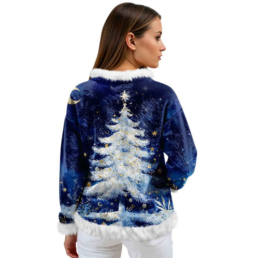 Damska bluza polarowa casual z długim rękawem i okrągłym dekoltem, wygodna, o luźnym kroju, lekka, damska bluza flanelowa