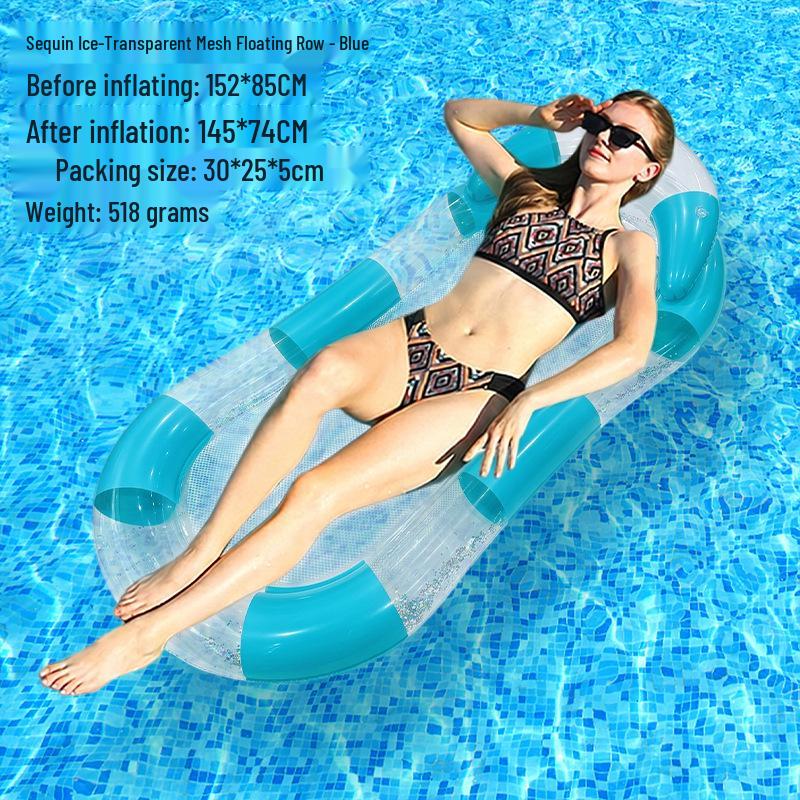 Tumbona Flotante Inflable Plegable Transfronteriza con Respaldo y Malla