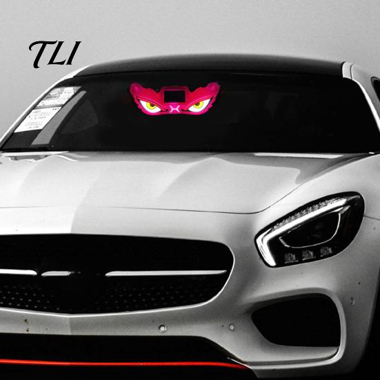 Solar Car Warning Lights Demon Eye Window Light with Suction Cup, Rechargeable Devil Auto Glass Decoration Lamp, LED Windshield Lamp for Auto,