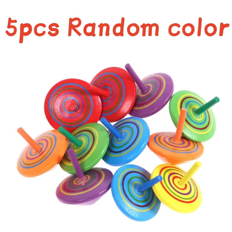 

5/10Pcs Wooden Gyroscope Classic Spinning Tops Toy Balance Coordination Skills for Kids Adults Stress Relief Party Favors Creati