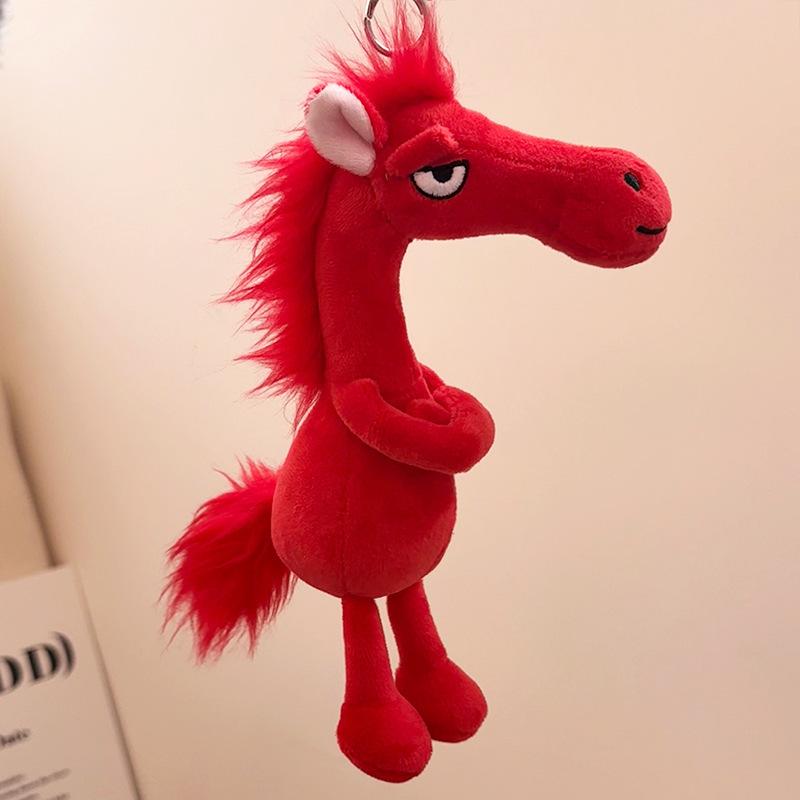 Entzückender Kreativer Dunkles Pferd Schlüsselanhänger Maskottchen Niedliches Simulationspferd Weich Chinesischer Stil Tierkreiszeichen Pony Figur Zimmerdekoration