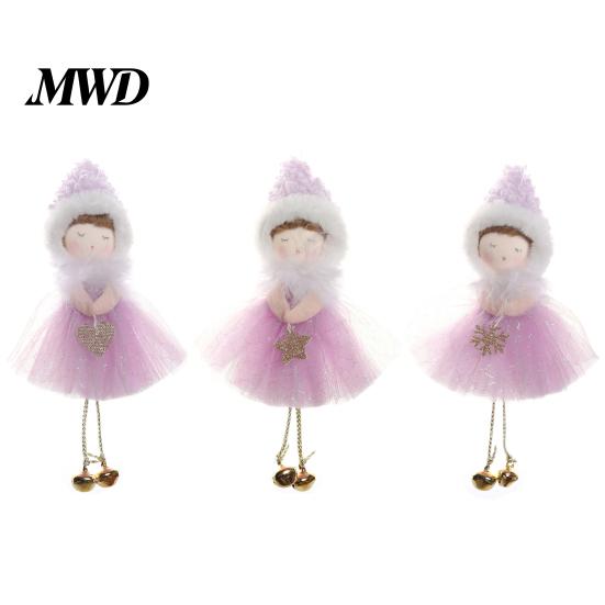 Small Decorative Keepsakes Christmas Angel Hanging Ornaments, Tulle Dress Doll Pendant Pastel Holiday Home Decor with Bell for Xmas Tree Wedding Party