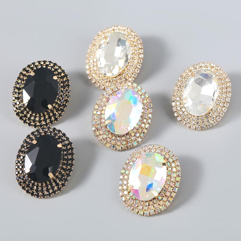 Exaggerated Claw Chain Oval Ultra-bright Earrings and Stud Earrings