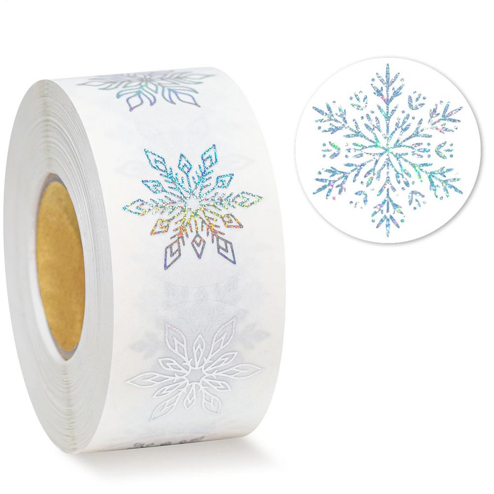 500Pcs snowflakes Stickers Glitter Round Tags Stickers for kids Gift Baking Package Envelope Decor Stationery Labels Decal
