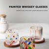 275ml Hand-Painted Spinning Whisky Glass with Gyro Base & Wood Rotating Coaster - Stress Relief Gift for Cocktail, Coffee, Tea,