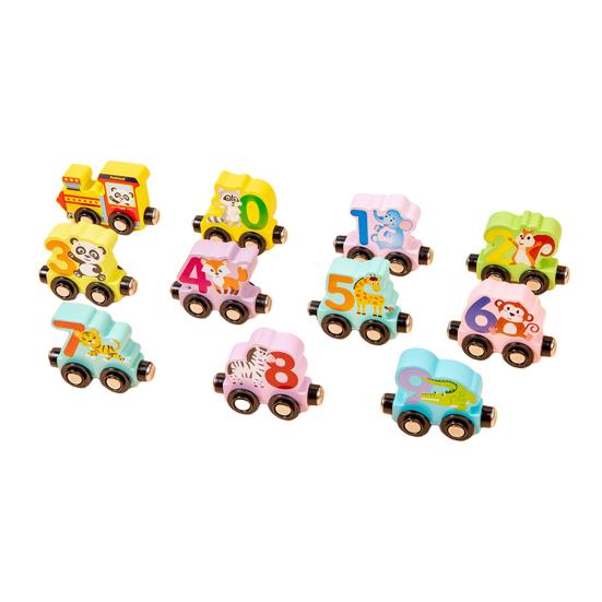 Kids Wooden Magnetic Train Toy Number Animal Vehicle Dinosaur Fruit Vegetable Preschool Learning Toddlers Educational Locomotive Carriages Toy