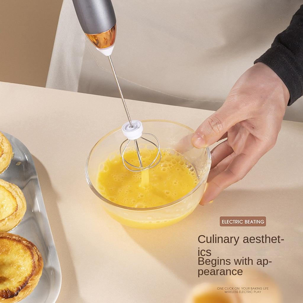 Rechargeable Handheld Foamer High Egg Speed Electric Milk Frother Foam Maker Mixer Coffee Drink Frothing Wand Grey