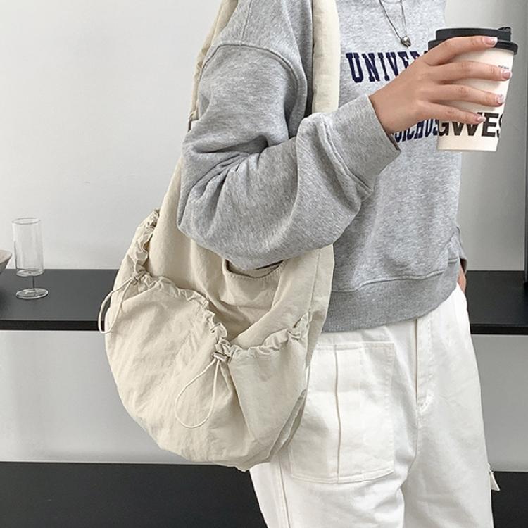 Crossbody Bag Ruched Large Capacity Nylon Bag for Women Versatile Trendy Bag