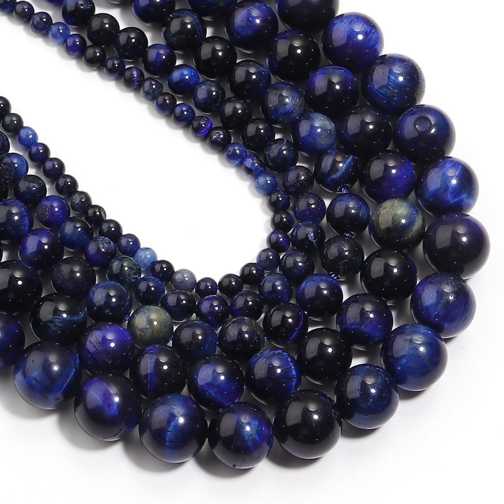 4 6 8 10 12mm Natural Stone Lapis Lazuli Tiger Eye Beads Round Loose Beads For Jewelry Making DIY Bracelets Necklace Accessories