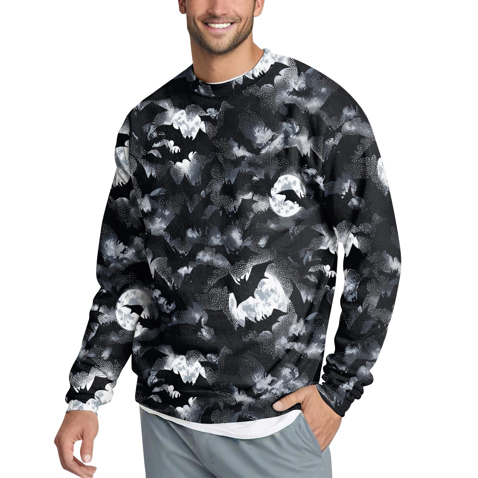 

Мужской повседневный модный свитшот с принтом и круглым вырезом S тёмно-синий