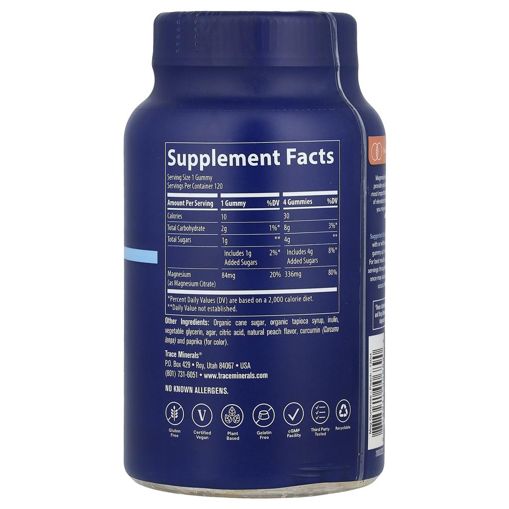 Magnesium Gummies, Peach Flavor, 120 Gummies