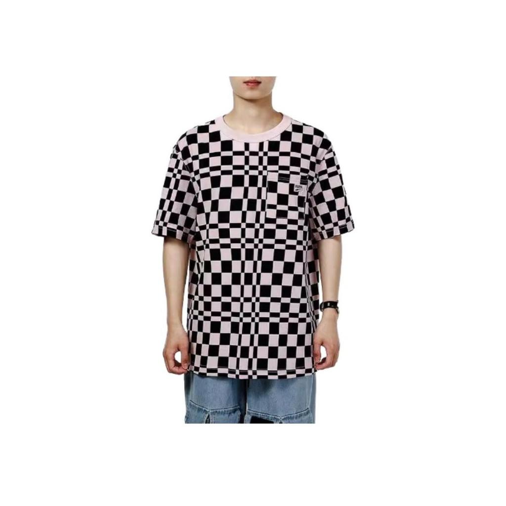Puma Checkered Loose Sport Short Sleeve T-Shirt With Dropped Shoulders Men Tops Pink 533033-36