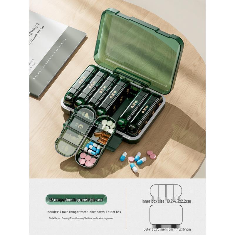 Compact 7-Day Japanese Pill Organizer with Three-Daily Dose Reminder